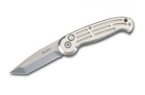 BOKER Knives- BO008 -T folding Bead Blast Tanto Blade Aluminum Handles Automatic Folding Pocket Knife ( 3 1/4" Stainless Steel Blade )