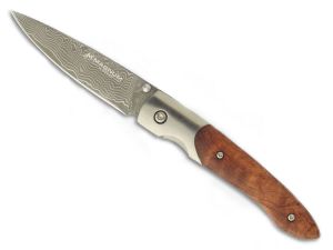 Boker Magnum Senior 3'' Damascus Blade Folding Knife. Burlwood Handles-01MB030DAM