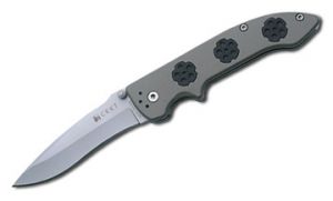 CRKT-1000A Wild Weasel Tail Assisted Opening Pocket Knife, Aluminum Handles, 3'' Plain Blade, With Pocket Clip