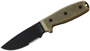 Ontario Knives - 8633 , Rat 3 , EDC , Fixed Blade Knife , 3.86'' Part Serrated Blade , Micarta Handles , W/ OD Green Nylon Sheath