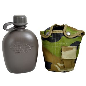 Fury- 13624 -Mustang GI Canteen 1qt Plastic Body, Tactical Nylon Cover with Pocket, Camo