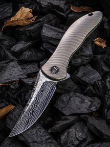 WE KNIFE CO -912DS-1 , Synergy2 , Hakkapella Damasteel , 6AL4V Titanium , Tip-Up, Right Carry
