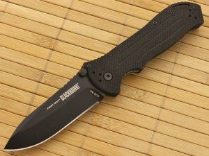 BLACKHAWK!-15PM11BK-Point Man Folding Pocket Knife ( 3.4" G-10 Handle, Black Blade, Serrated )
