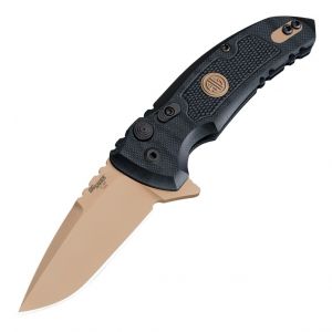 SIG X1-MicroFlip Emperor Scorpion Manual Flipper: 2.75" Drop Point Blade - FDE PVD Finish, Solid Black G10 Frame