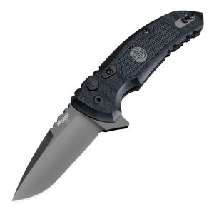 SIG X1-MicroFlip Tactical Manual Flipper: 2.75" Drop Point Blade - Grey Cerakote Finish, Solid Black G10 Frame