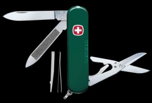 Wenger Knives-16186 , Esquire Swiss Army Pocket Knife, 1.75'' Pen Blade, Forest Green Handles, Multitool, Scissors, KeyRing, Rare, Discontinued