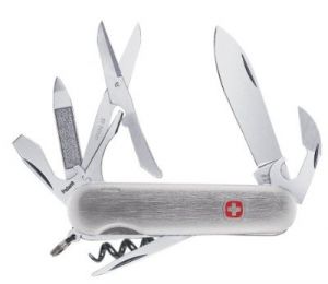 Wenger Knives-16632 , Traveler Swiis Army Pocket Knife,2.5  Plain Blade, Brushed Stainless Steel Handles, Multitool , Rare, Discontinued