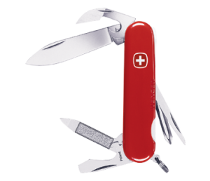 Wenger Knives-16979 , Highlander Swiss Army Pocket Knife, 2.5'' Plain Blade, Red Handles,Multitool, Screwdriver, Can Opener, Rare, Discontinued