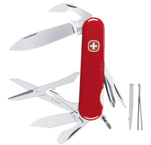 Wenger Knives-16984 , Teton Red Swiss Army Pocket Knife, 2.5'' Plain Blade, Multitool, Scissors, Can Opener, Rare, Discontinued