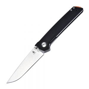Kizer Knives - V4516A1 , Domin Vanguard Folding Knife , Black G-10 Handles , 3.46'' Stonewash Blade , W/ Pocket Clip (Knives)