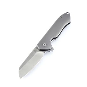 Kizer Knives - KI3504K2 , Guru , Flipper Folding Knife , 3'' S35VN  Sheepsfoot Blade , Titanium Handles , W/ Pocket Clip