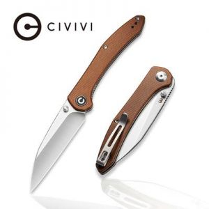 CIVIVI Hadros Thumb Stud Knife - Brown Micarta Handle (3.35" Satin Finished 10Cr15CoMoV) C 20004-2