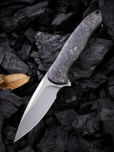 WE KNIFE CO - 2001A , Kitefin , CPM S35VN , Marble Carbon Fiber Presentation / 6AL4V Titanium Lock Side , Tip-Up, Right Carry