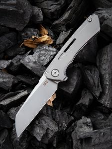 WE KNIFE CO - 2003A , Mini Buster , CPM 20CV , 6AL4V Titanium , Tip-Up, Right Carry