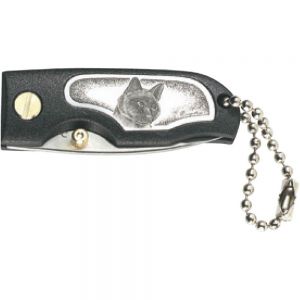 JUNGLEE - K02086 -Siamese Cat - Folding Pocket Knife - 1 5/8" 420-J2 Stainless Steel Blade With Aluminum Handles - lightweight