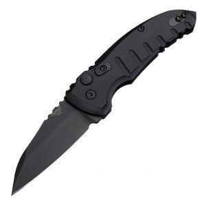 A01-MicroSwitch Automatic Folder: 2.75" Drop Point Blade - Black Cerakote Finish, Matte Black Aluminum Frame