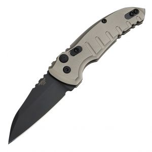 A01-MicroSwitch Automatic Folder: 2.75" Wharncliffe Blade - Black Cerakote Finish, Matte FDE Aluminum Frame