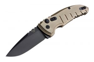 Hogue Knives - 24117 , A01- Microswitch ,  Automatic Folding Knife , 2.75'' Drop Point Blade , Matte FDE Aluminum Handles , W/ Pocket Clip