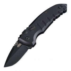 A01-MicroSwitch Automatic Folder: 1.95" Wharncliffe Blade - Black Cerakote Finish, Matte Black Aluminum Frame