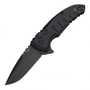 X1-MicroFlip Manual Flipper: 2.75" Drop Point Blade - Black Cerakote Finish, Matte Black Aluminum Frame