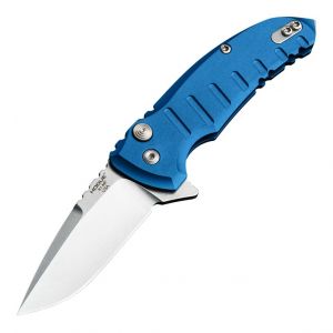 X1-MicroFlip Manual Flipper (RSR Exclusive): 2.75" Drop Point Blade - Tumbled Finish, Matte Blue Aluminum Frame