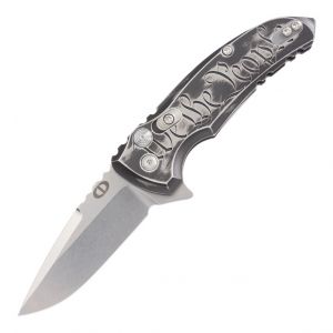 X1-MicroFlip Manual Flipper (Chattanooga Shooting Supplies Exclusive): 2.75" Drop Point Blade, Custom Outlaw Ordnance Engraving - We The People