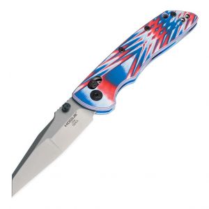 Deka Manual Folder (SMKW Exclusive): 3.25" Wharncliffe Blade - Tumbled Finish, G-Mascus Red/White/Blue G10 Frame