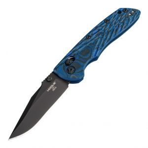 Deka Manual Folder (MGE Exclusive): 3.25" Clip Point Blade - Black Cerakote Finish, G-Mascus Blue Lava G10 Frame