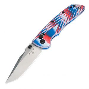 Deka Manual Folder (SMKW Exclusive): 3.25" Clip Point Blade - Tumbled Finish, G-Mascus Red/White/Blue G10 Frame