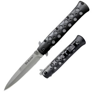 Cold Steel Knives-26ACST , Ti-Lite Tactical Folding Knife , 4'' CTS-XHP Alloy Blade , Black 7075 Aluminum Handles  , W/ Pocket Clip