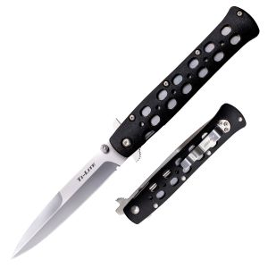 Cold Steel Knives-26SPZ , Ti-Lite  4'' Tactical Knife , Black Zy-Ex Handles , W/ Pocket Clip , 4'' AUS-8 Plain Blade