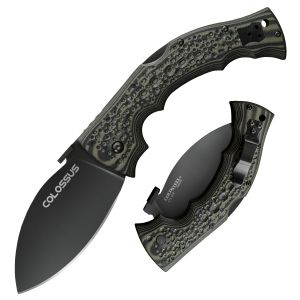 Cold Steel Knives-28DWB , Colossus II ,  Tactical Folding Knife , Two-Tone G-10 Handles , W/ Pocket Clip , 4'' Black Plain Blade