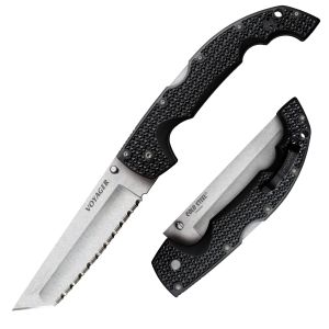 Cold Steel Knives-29TXCTS , Voyager X-Large Tactical Folding Knife , 5.5'' Tanto  Blade ,  Black Griv-Ex Polymer Handles , Lockback , W/ Pocket Clip