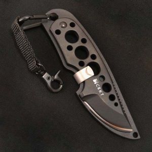 CRKT- 2403K  Side Hawg Fixed Blade Knife, 1-5/8'' Plain Blade, With Nylon Strap/ Carabiner Clip, Black Zytel Sheath Plate- Discontinued
