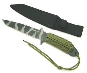 MTECH Knives- MT-303B - Green Military Wrapped Handle 440 Stainless Steel Fixed Blade Knife ( 6" 440 Stainless Steel Blade )