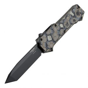 Compound OTF Automatic: 3.5" Tanto Blade - Black PVD Finish, G-Mascus Green G10 Frame