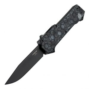 Compound OTF Automatic (MGE Exclusive): 3.5" Clip Point Blade - Black PVD Finish, G-Mascus Black G10 Frame