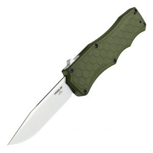 Exploit OTF Automatic (MGE Exclusive): 3.5" Clip Point Blade - Tumbled Finish, Matte OD Green Aluminum Frame