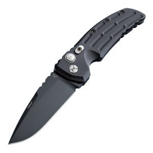 EX-A01 Automatic Folder: 3.5" Tanto Blade - Black Cerakote Finish, G-Mascus Black G10 Frame