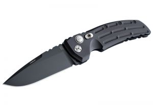 Hogue Knives - 34130 , EX-A01 ,  Automatic Folding Knife , 3.5'' Drop Point Blade , Matte Black Aluminum Handles , W/ Pocket Clip