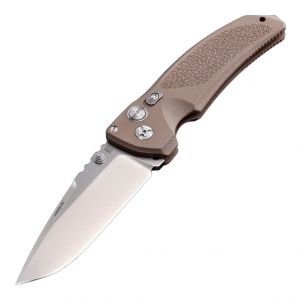 EX-03 Manual Folder: 3.5" Drop Point Blade - Tumbled Finish, Dark Earth Polymer Frame