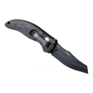 EX-A04 Automatic Folder: 3.5" Wharncliffe Blade - Black Cerakote Finish, G-Mascus Black/Grey G10 Frame
