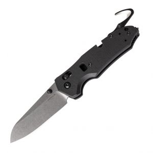 Trauma First Response Tool: 3.4" Sheepsfoot Blade - Tumbled Finish, Solid Black G10 Frame