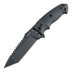 EX-F01 Fixed Blade: 5.5" Tanto Blade - Black Cerakote Finish, Solid Black G10 Scales