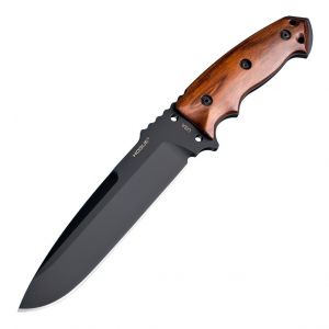 EX-F01 Fixed Blade: 7.0" Drop Point Blade - Black Cerakote Finish, Cocobolo Hardwood Scales