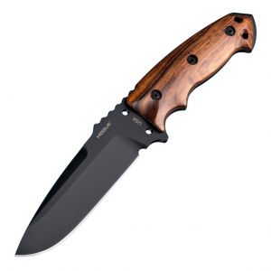 EX-F01 Fixed Blade: 5.5" Drop Point Blade - Black Cerakote Finish, Cocobolo Hardwood Scales