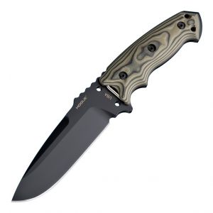 EX-F01 Fixed Blade: 5.5" Drop Point Blade - Black Cerakote Finish, G-Mascus Green G10 Scales