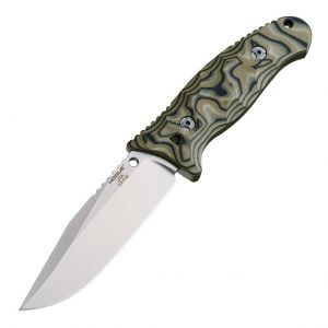 EX-F02 Fixed Blade: 4.5" Clip Point Blade - Tumbled Finish, G-Mascus Green G10 Scales