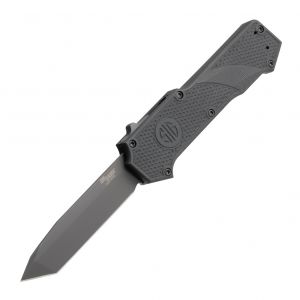 SIG Compound Tactical OTF Automatic: 3.5" Tanto Blade - Grey Cerakote Finish, Solid Black G10 Frame