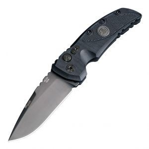 SIG EX-A01 Tactical Automatic Folder: 3.5" Drop Point Blade - Grey Cerakote Finish, Solid Black G10 Frame